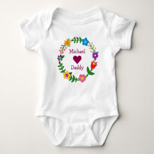 Michael Loves Daddy Elegant Flowers Personalize Baby Bodysuit