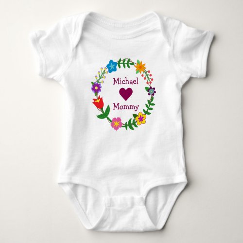 Michael Loves Mommy Elegant Flowers Personalize Baby Bodysuit