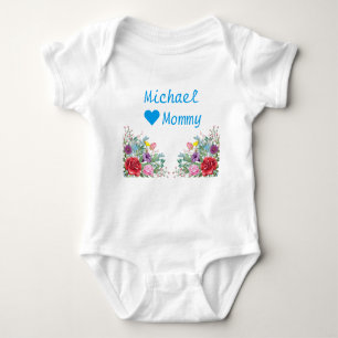 Michael Loves Mommy Twins Twin Brothers Flowers Baby Bodysuit