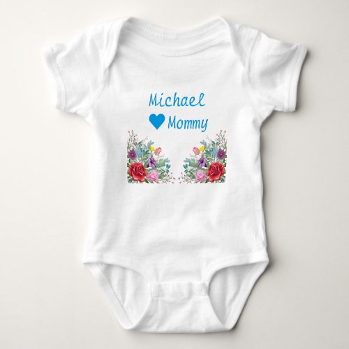 Michael Loves Mommy Twins Twin Brothers Flowers Baby Bodysuit