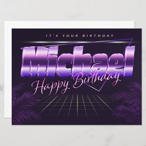 Michael Name First name lila retro card Birthday