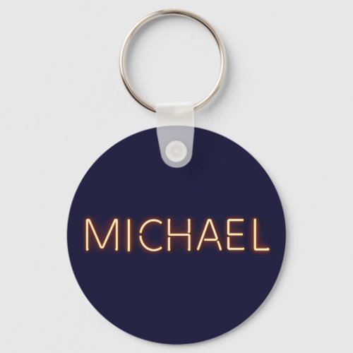 Michael Name in Glowing Neon Lights Keychain