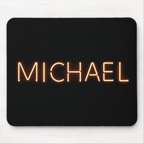 Michael Name in Glowing Neon Lights Mouse Pad