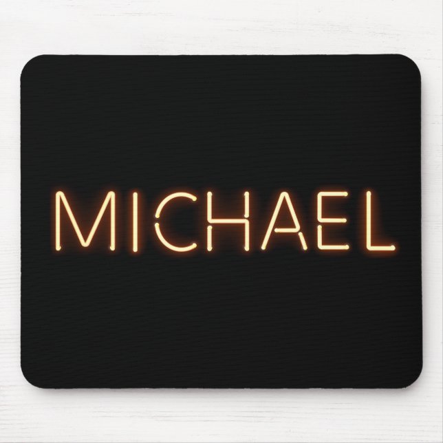 Michael Name in Glowing Neon Lights Mouse Pad (Front)