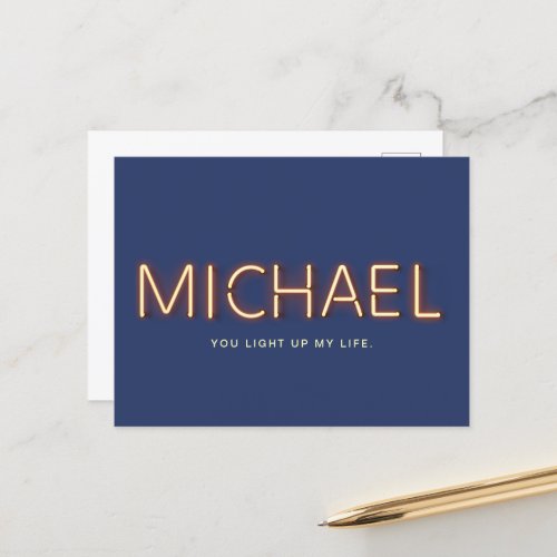 Michael Name in Glowing Neon Lights Postcard