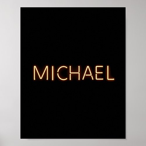 Michael Name in Glowing Neon Lights Poster