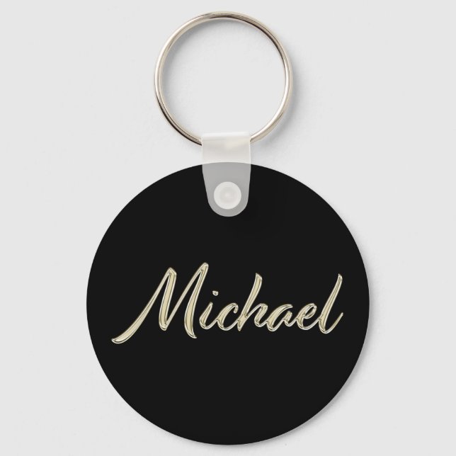 Michael Name whitegold Button Schlüsselanhänger Keychain (Front)