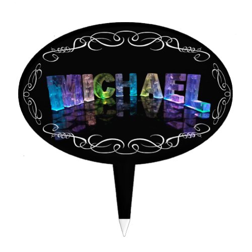 Michael  _ The Name Michael in 3D Lights Photogra Cake Topper