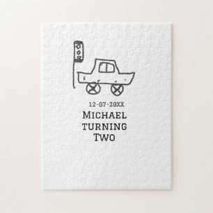 Michael turning two birthday toy car traffic light jigsaw puzzle