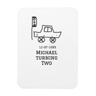 Michael turning two birthday toy car traffic light magnet