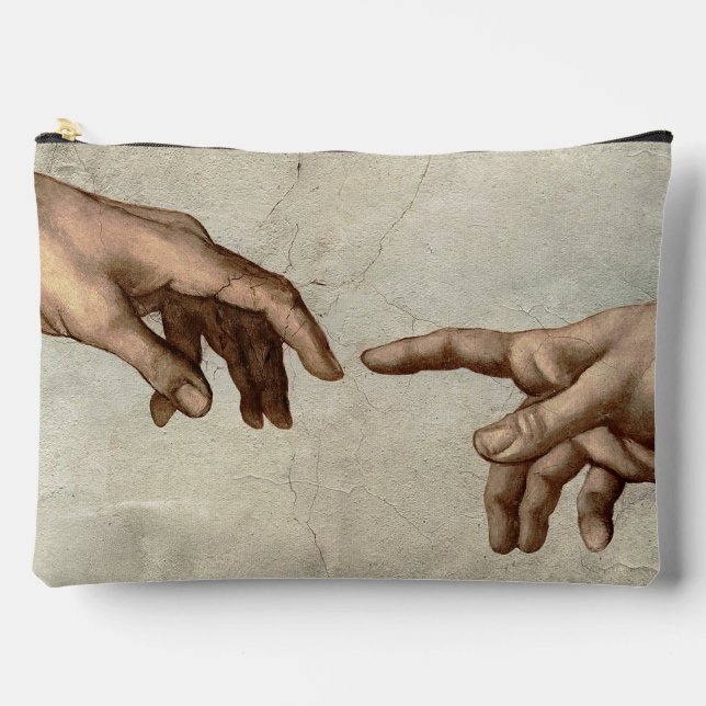 Michaelangelo hands creation adam god accessory pouch (Front)