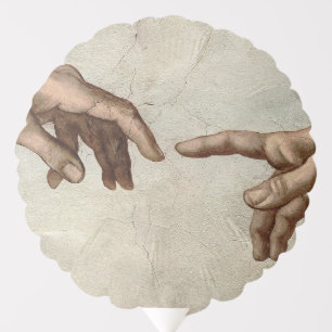 Michaelangelo hands creation adam god balloon