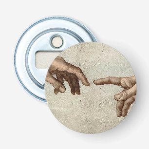 Michaelangelo hands creation adam god bottle opener