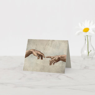 Michaelangelo hands creation adam god card