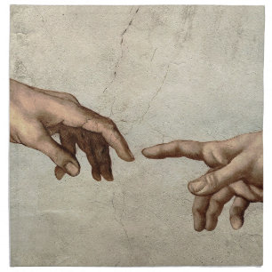 Michaelangelo hands creation adam god cloth napkin