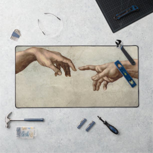 Michaelangelo hands creation adam god desk mat