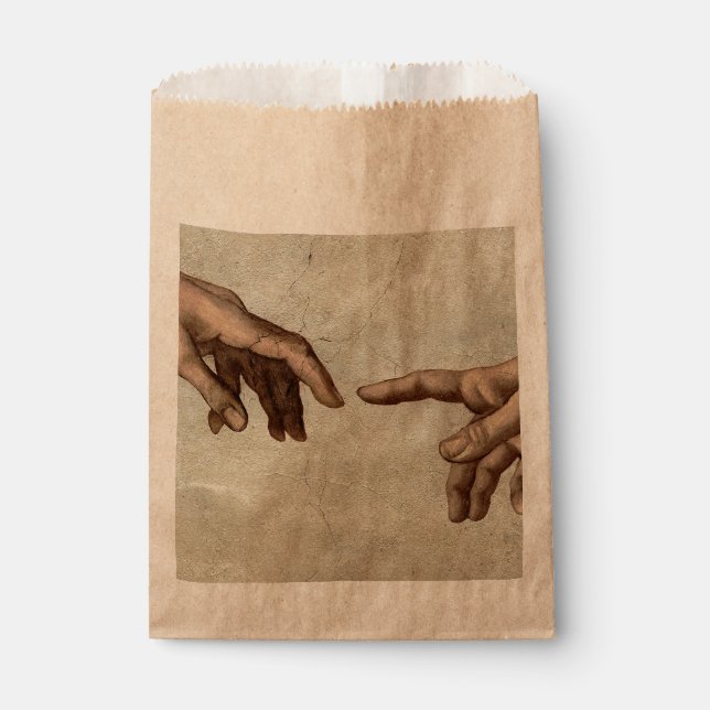 Michaelangelo hands creation adam god favor bag (Front)