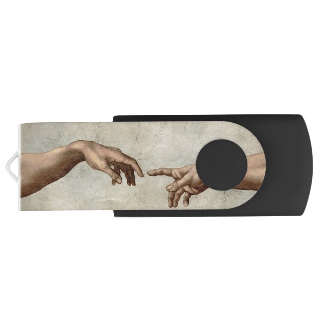Michaelangelo hands creation adam god flash drive (Back)