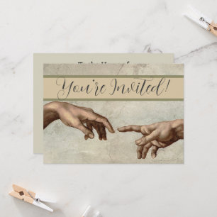 Michaelangelo hands creation adam god invitation