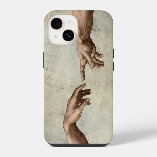 Michaelangelo hands creation adam god iphone case (Back)