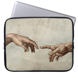 Michaelangelo hands creation adam god laptop sleeve