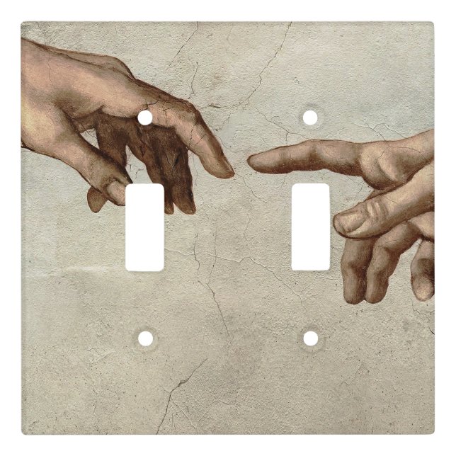 Michaelangelo hands creation adam god light switch cover (Front)