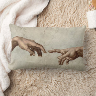 Michaelangelo hands creation adam god lumbar pillow