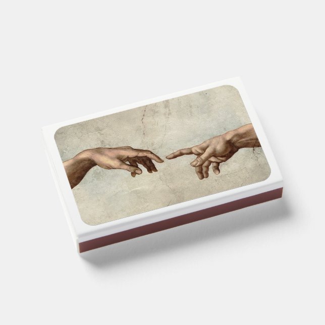 Michaelangelo hands creation adam god matchboxes (Front Closed)