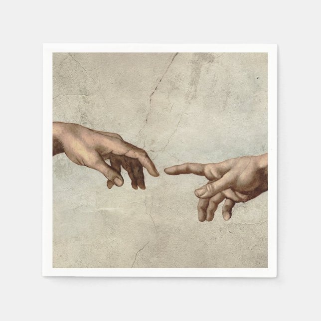 Michaelangelo hands creation adam god napkins (Front)