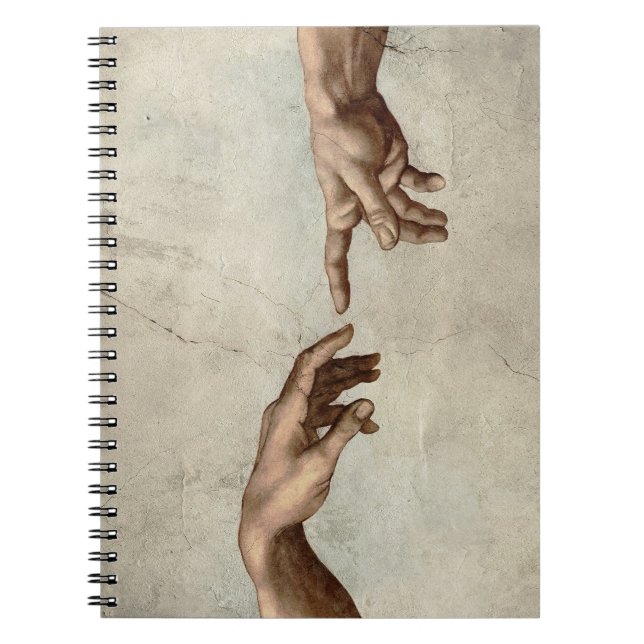 Michaelangelo hands creation adam god notebook (Front)