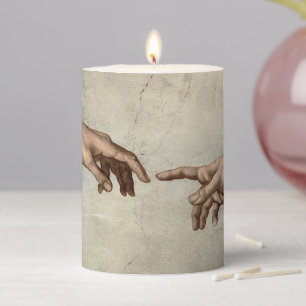 Michaelangelo hands creation adam god pillar candle