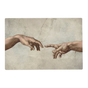Michaelangelo hands creation adam god placemat
