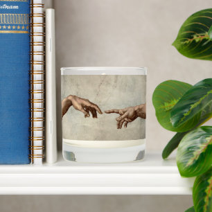 Michaelangelo hands creation adam god scented candle