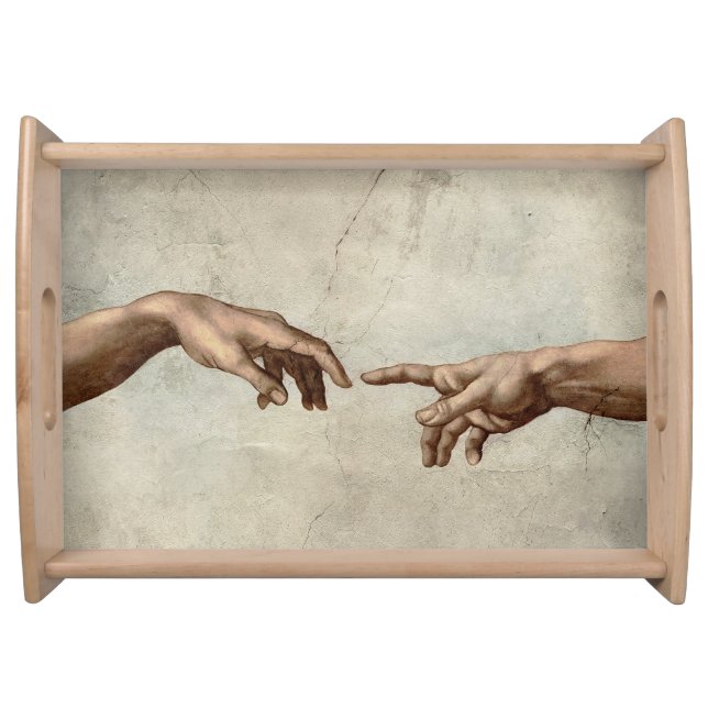 Michaelangelo hands creation adam god serving tray (Front)
