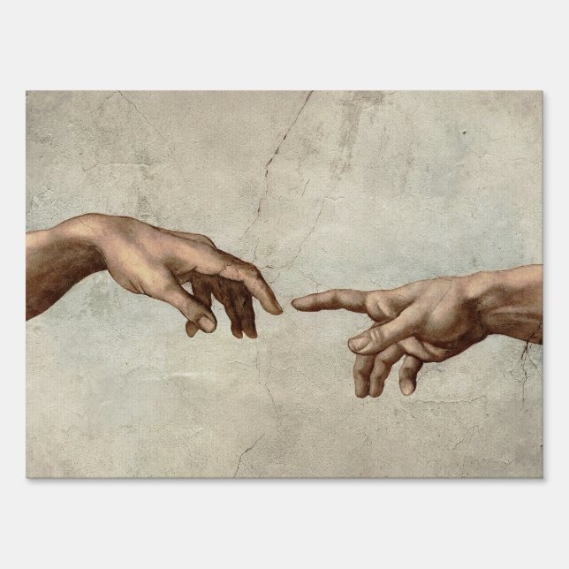 Michaelangelo hands creation adam god sign (Front)