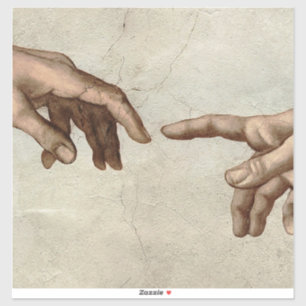 Michaelangelo hands creation adam god sticker
