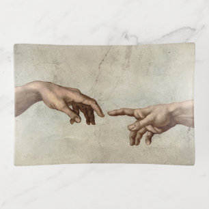 Michaelangelo hands creation adam god trinket tray