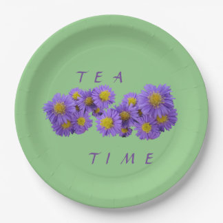 Michaelmas Daisy Cust. Green Paper Plate