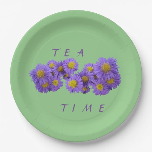 Michaelmas Daisy Cust Green Paper Plate