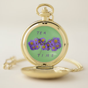 Michaelmas Daisy Cust. Green Pocket Watch
