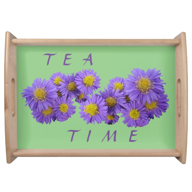 Michaelmas Daisy Cust. Green Serving Tray (Front)