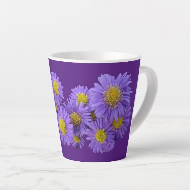 Michaelmas Daisy Cust. Purple Latte Mug (Right Angle)