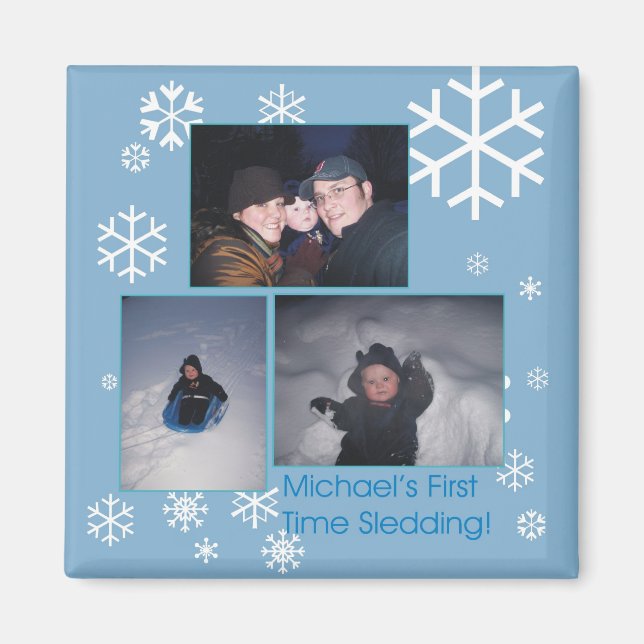 Michael's First Time Sledding Magnet (Front)