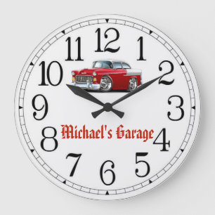 Michael's Garage Red & White Classic Car Clock