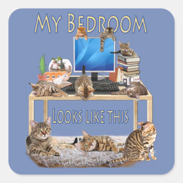 Micheal lives here square sticker (Front)