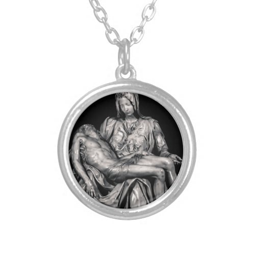 Michealangelo Masterpiece La Pieta Sculpture Silver Plated Necklace