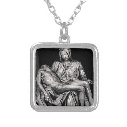 Michealangelo Masterpiece La Pieta Sculpture Silver Plated Necklace