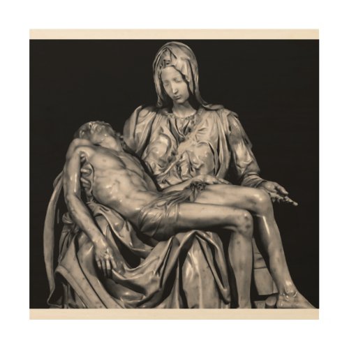 Michealangelo Masterpiece La Pieta Sculpture Wood Wall Art