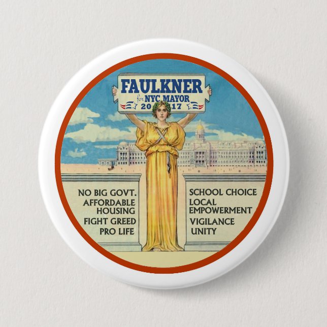 Michel Faulkner for New York City Mayor 2017 Pinback Button (Front)