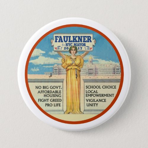 Michel Faulkner for New York City Mayor 2017 Pinback Button